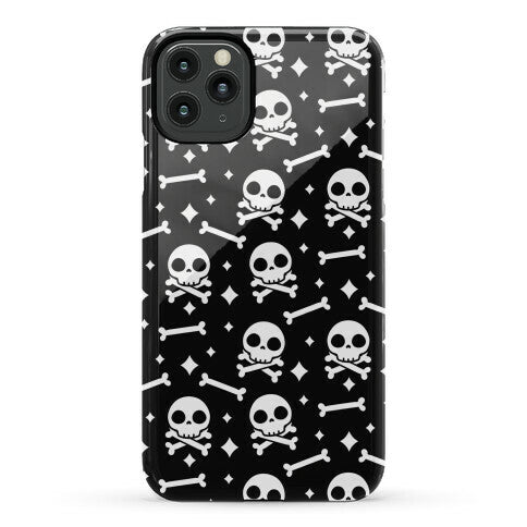 Cute Skull N' Bones Pattern (Black) Phone Case